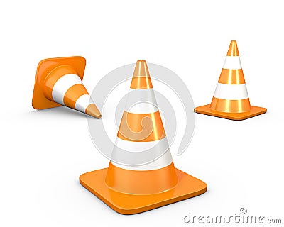 Three road cones Stock Photo