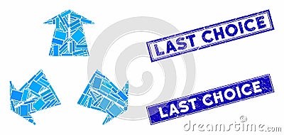 Three Road Directions Mosaic and Distress Rectangle Last Choice Stamp Seals Stock Photo