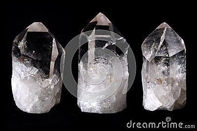 Three rock quartz crystals Stock Photo