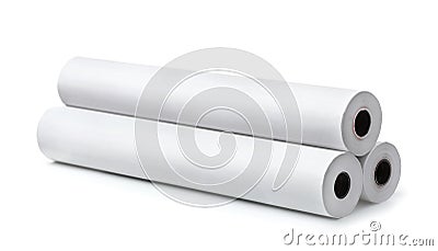 Three rolls of blank white paper Stock Photo