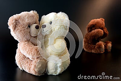 Three romantic teddy bears Stock Photo