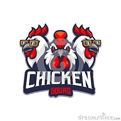 Three rooster unique mascot logo Vector Illustration
