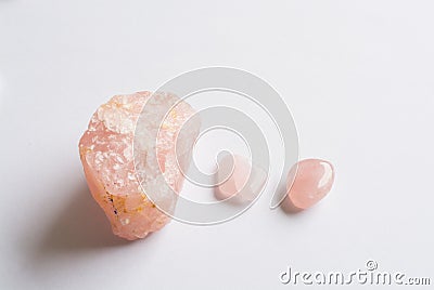 Three Rose Quartz stones Stock Photo