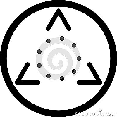 Three rotating arrows forming a triangle are enclosed within a circle, symbolizing a continuous cyclical process, often Vector Illustration