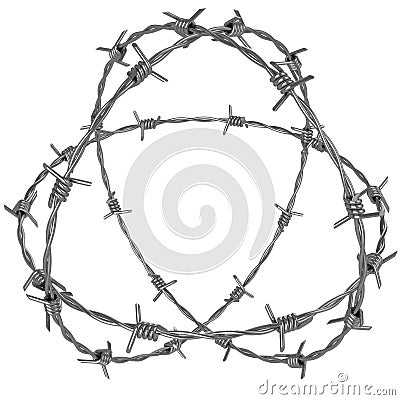 Three rotating circle of barbed wire Stock Photo