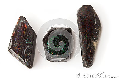 Three rough matrix opals Stock Photo