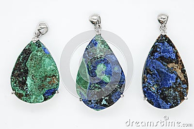 Three rough ocean jasper gems isolated on a white background Stock Photo