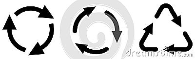 Three rounded arrows forming circle and triangle shape - simple cycle or change icon Vector Illustration