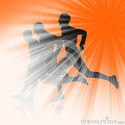 Three runners Cartoon Illustration