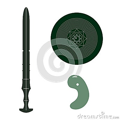 Three sacred treasures in Japan Vector Illustration