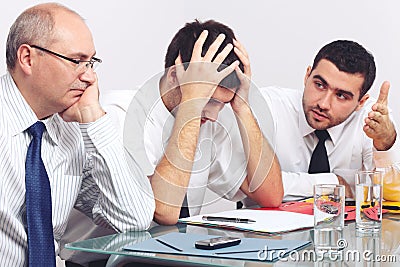 Three sad and depressed businessman Stock Photo