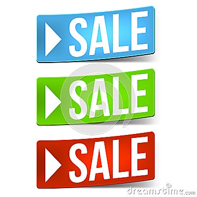 Three sale stickers Cartoon Illustration