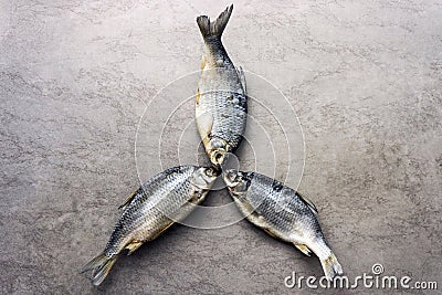 Three salted fish Stock Photo