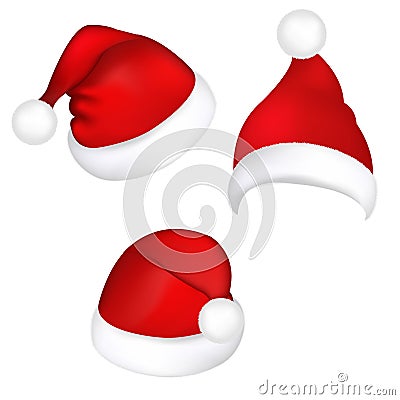 Three Santa Hats Vector Illustration