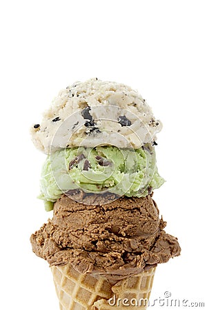 Three scoops of ice cream Stock Photo