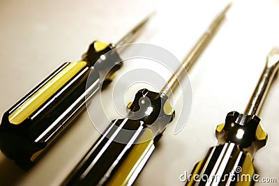 Three screwdrivers Stock Photo