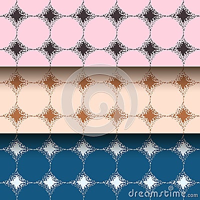 Three seamless graphical patterns. Hand dotted Vector Illustration