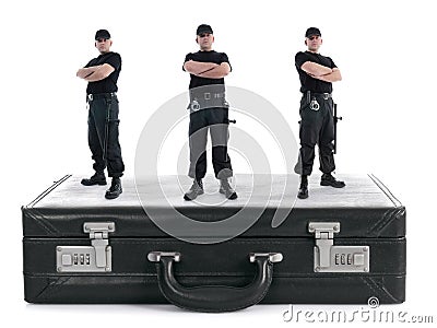 Triple security Stock Photo