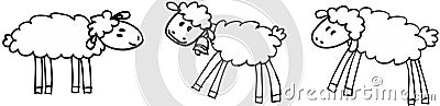 Three sheeps Cartoon Illustration