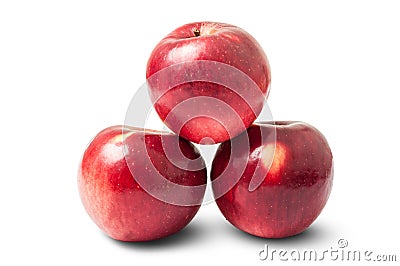 Three shiny red autumn apples Stock Photo