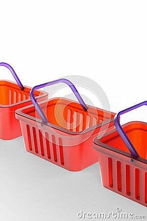 Three shopping baskets on a white background Cartoon Illustration