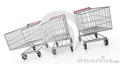 Three shopping carts Stock Photo