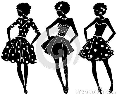 Three silhouettes of women Vector Illustration