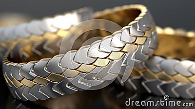 Stunning Gold, White, And Silver Bracelets With Meticulous Design Stock Photo