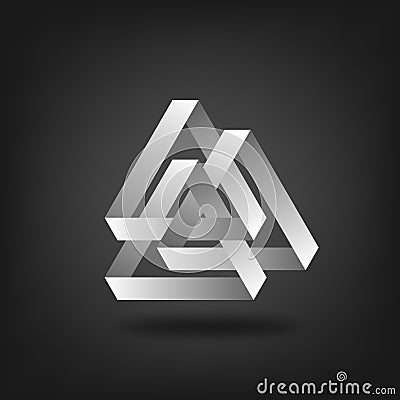 Three silver interlocked triangles Vector Illustration