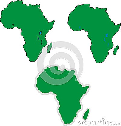 Three simple Africa outline maps Vector Illustration