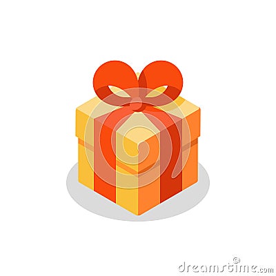 Three sizes of gift, yellow box, red ribbon, present giveaway, special prize, happy birthday Vector Illustration