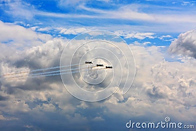 Three small airplanes Stock Photo