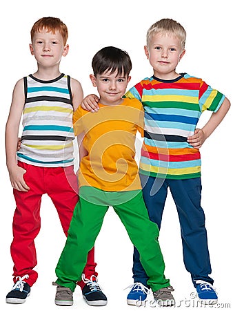 Three smiling little friends Stock Photo