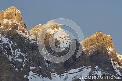 Three snow-capped peaks Stock Photo