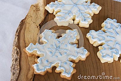 Three snowflake cookies Stock Photo