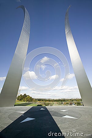 Three soaring spires of Air Force Memorial at One Air Force Memorial Drive, Arlington, Virginia in Washington D.C. area Editorial Stock Photo