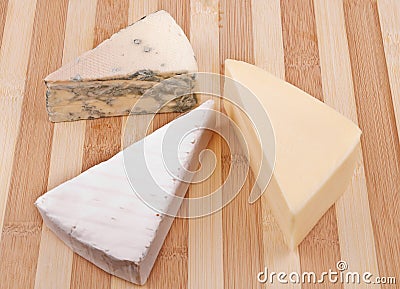 Three sort of cheese Stock Photo
