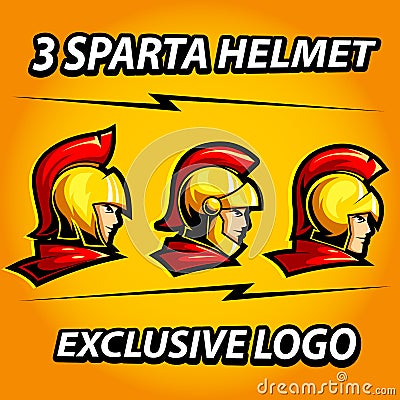three spartan helmet exclusive mascot for sports and esports logo Vector Illustration