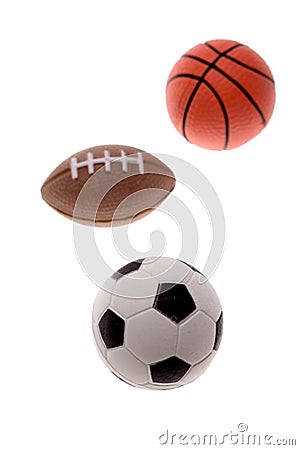 Three sports balls Stock Photo