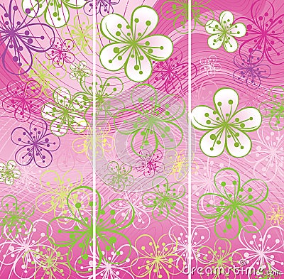 Three Spring banners.Flowers abstract background Vector Illustration