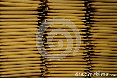 Three Stacks of Padded Mailing Envelopes Stock Photo