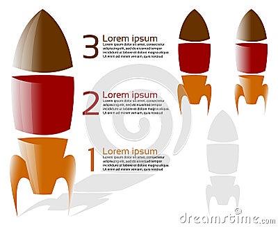 Three stage rocket infographic Vector Illustration
