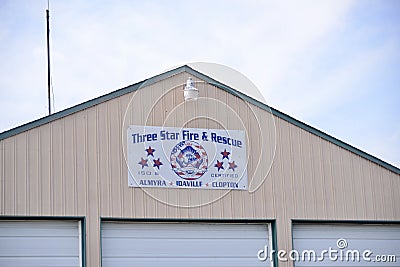 Three Star Fire and Rescue Sign, Brighton, TN Editorial Stock Photo