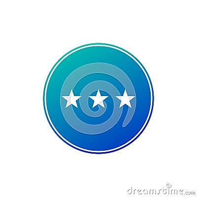 Three star Hotel apartment sign icon. Travel rest place symbol. Circle gradient button. Modern UI website navigation. Vector Cartoon Illustration