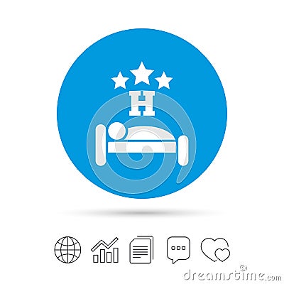 Three star Hotel sign icon. Rest place. Vector Illustration