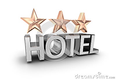 Three stars hotel text , 3d concept Stock Photo