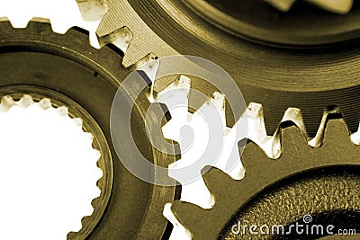 Three steel gears Stock Photo