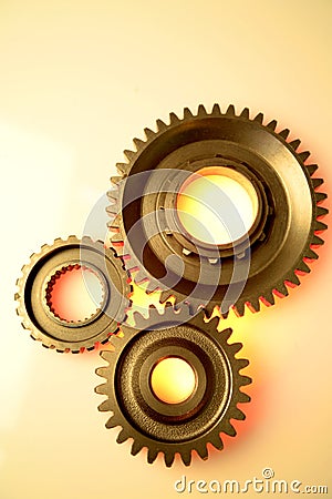 Three steel gears Stock Photo