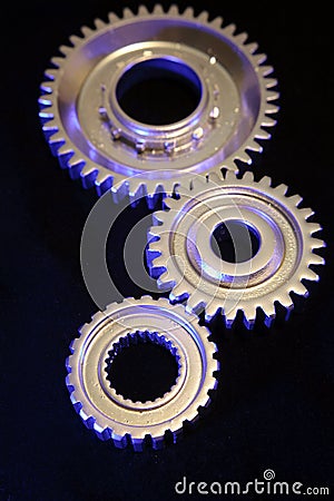 Three steel gears Stock Photo