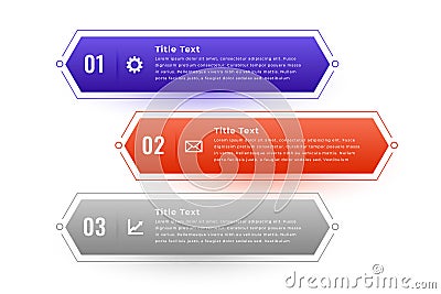 three step infographic option chart template for business presentation Vector Illustration